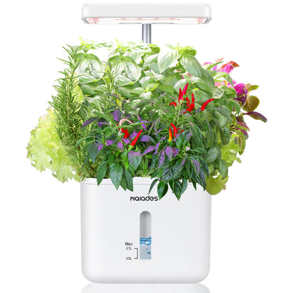 Naiades Indoor Garden Growing Systems Self-Watering Plant Pot Smart Gardening System with 17 Watts LED Grow Light Auto Timer Gardening Plant Gifts for Mom Women Plant Pot for vegetables herbs(No Seeds&amp;Soil)