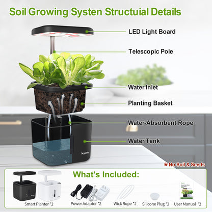 DRYADES Indoor Garden Growing Systems Self-Watering Plant Pot Smart Gardening System with 17 Watts LED Grow Light Auto Timer Gardening Plant Gifts for Mom Women Plant Pot for vegetables herbs(No Seeds&amp;Soil) - Z230