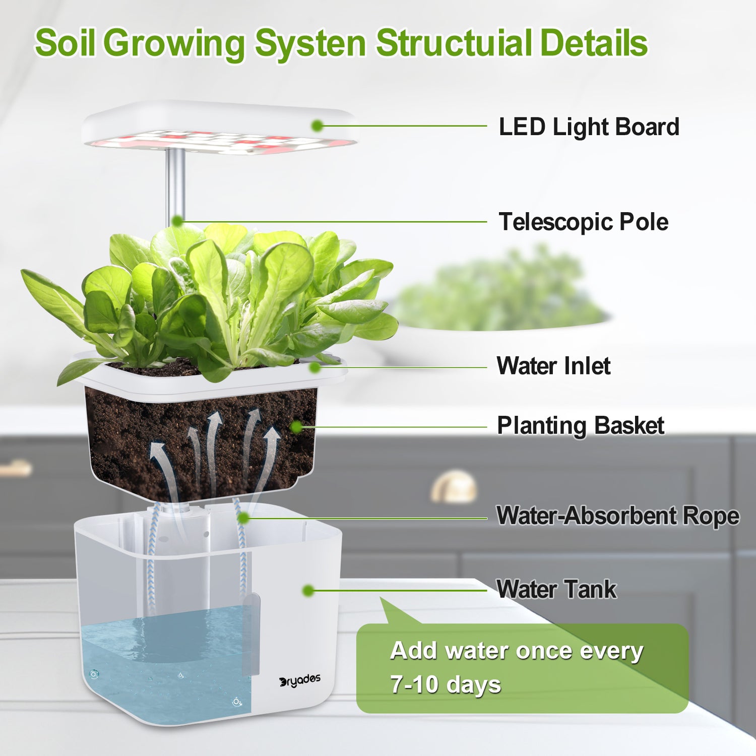 DRYADES Indoor Garden Growing Systems Self-Watering Plant Pot Smart Gardening System with 17 Watts LED Grow Light Auto Timer Gardening Plant Gifts for Mom Women Plant Pot for vegetables herbs(No Seeds&amp;Soil) - Z230