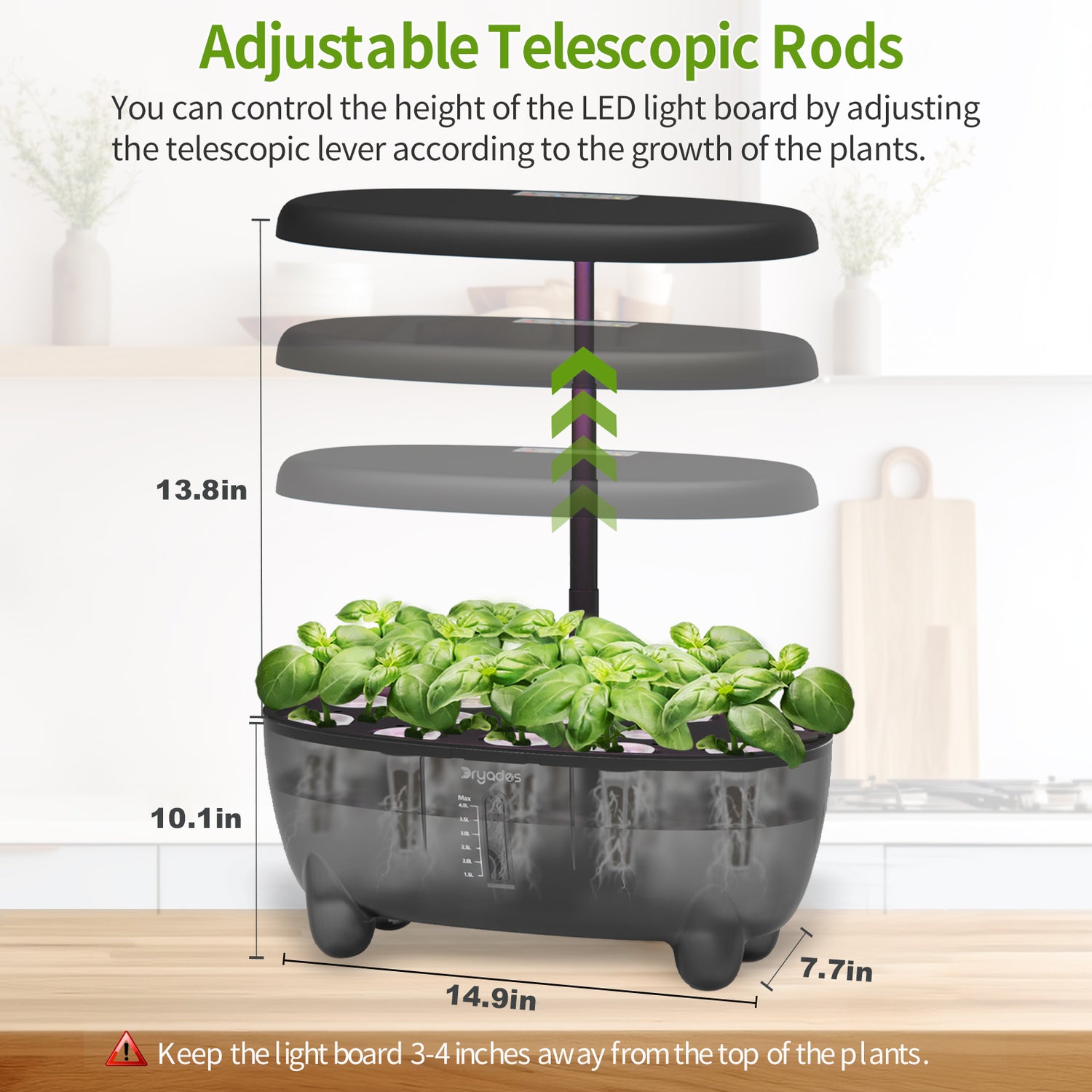 DRYADES Indoor Herb Garden Kit, Hydroponic Growing System with LED Grow Light Quiet Water Pump for Home Kitchen Office Healthy Fresh Herbs Vegetables, Gift Ideas for Women Men -Z237