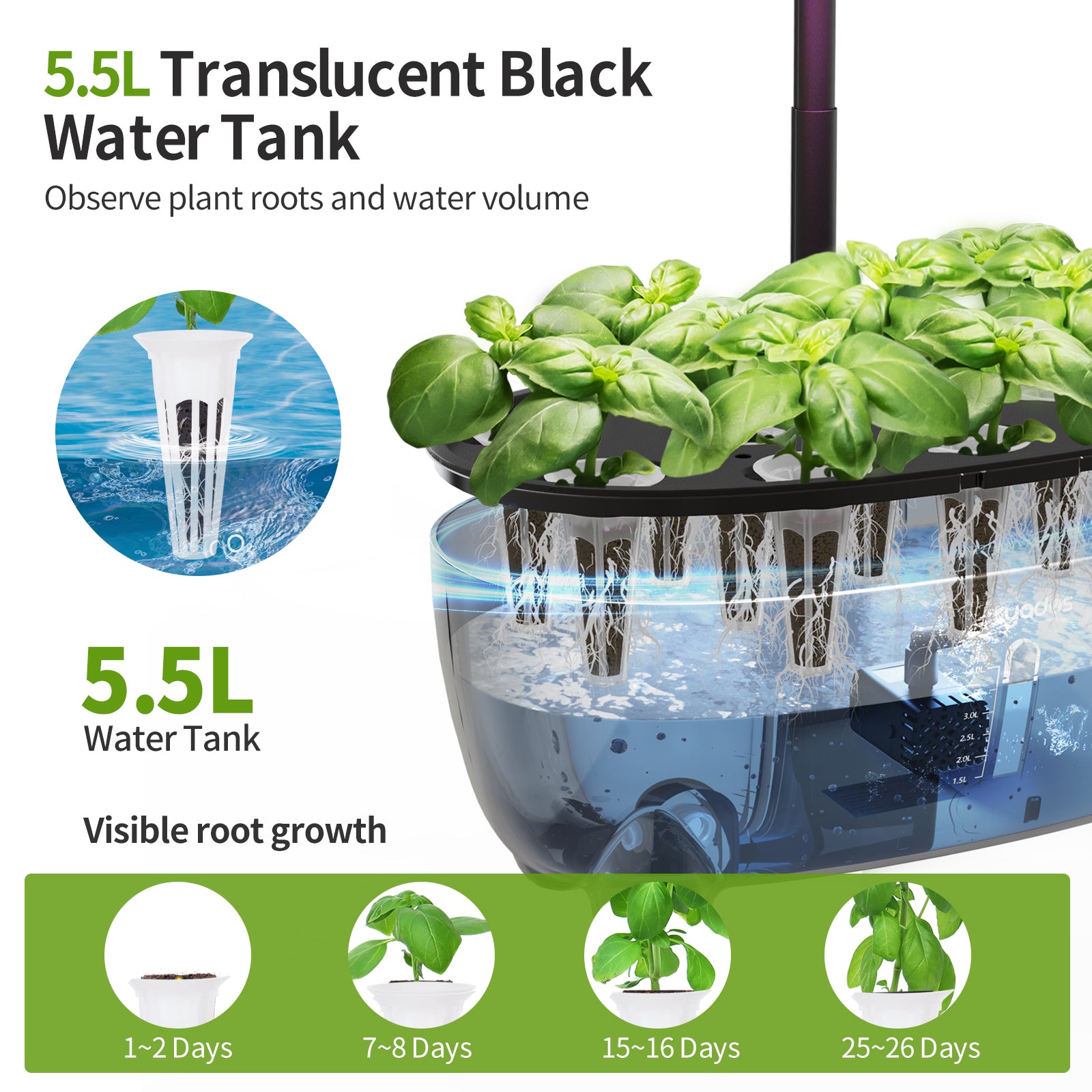 DRYADES Indoor Herb Garden Kit, Hydroponic Growing System with LED Grow Light Quiet Water Pump for Home Kitchen Office Healthy Fresh Herbs Vegetables, Gift Ideas for Women Men -Z237