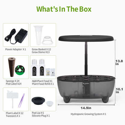 DRYADES Indoor Herb Garden Kit, Hydroponic Growing System with LED Grow Light Quiet Water Pump for Home Kitchen Office Healthy Fresh Herbs Vegetables, Gift Ideas for Women Men -Z237