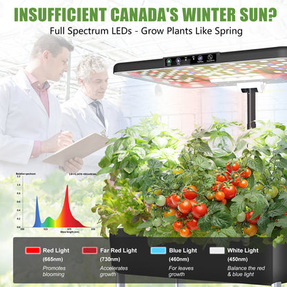 DRYADES 44 Pods Hydroponics Growing System, DRYADES Dual Layers Indoor Garden with LED Full Spectrum Grow Light, 2 × 13.3L Water Tanks, Height &amp; Angle Adjustable, Professional Smart Plant Germination Kits - Z243
